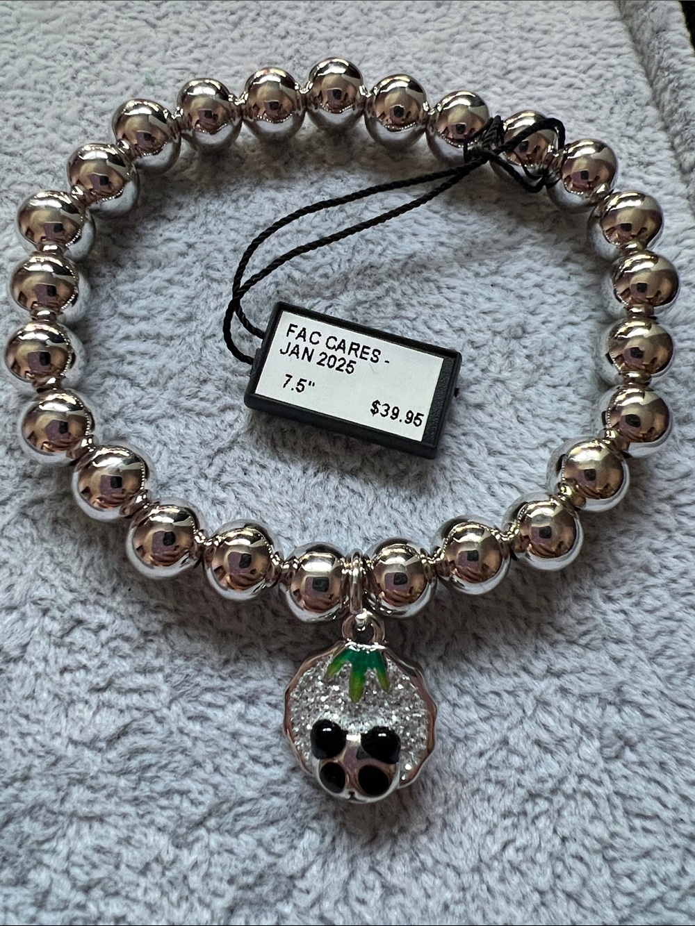 Silver Bead Bracelet with 🐼 Panda Charm - Silver